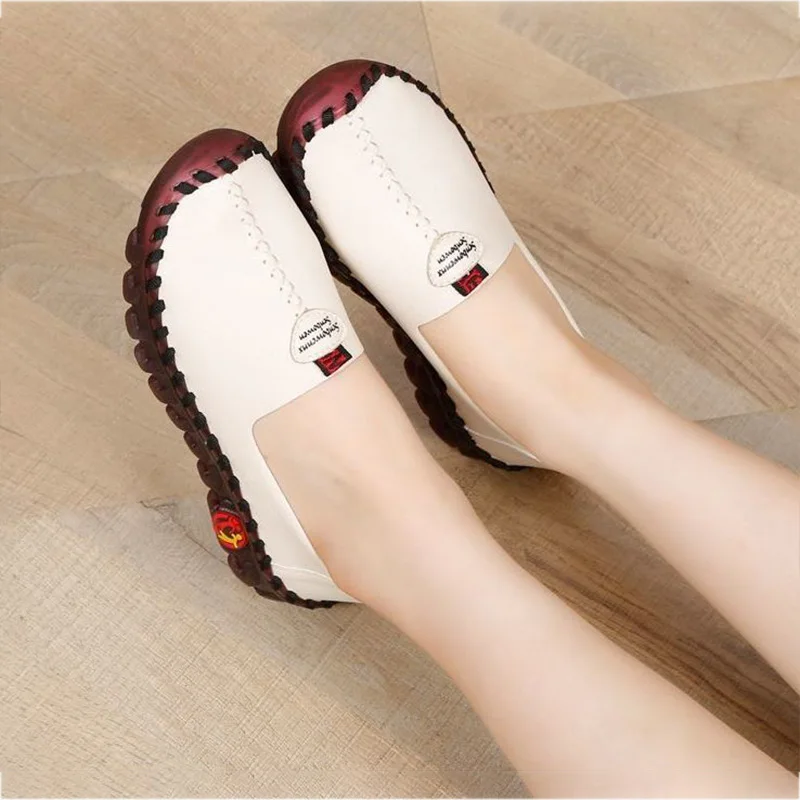 Top Trends: Thick Sole Flats Korean Shoes For Women Cozy Leather Slip On Moccasins Pregnant Woman Wide Fit Orthopedic Shoes Women&#039;s Loafers Shoppable Styles