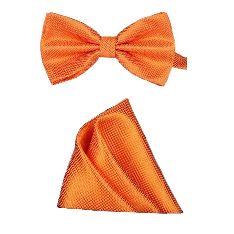 Top Trends: Solid Business Bow Tie Men Vintage Orange Purple Black Yellow Silver Bowtie Men For Weddings Pocket Square Handkerchief Set Shoppable Styles