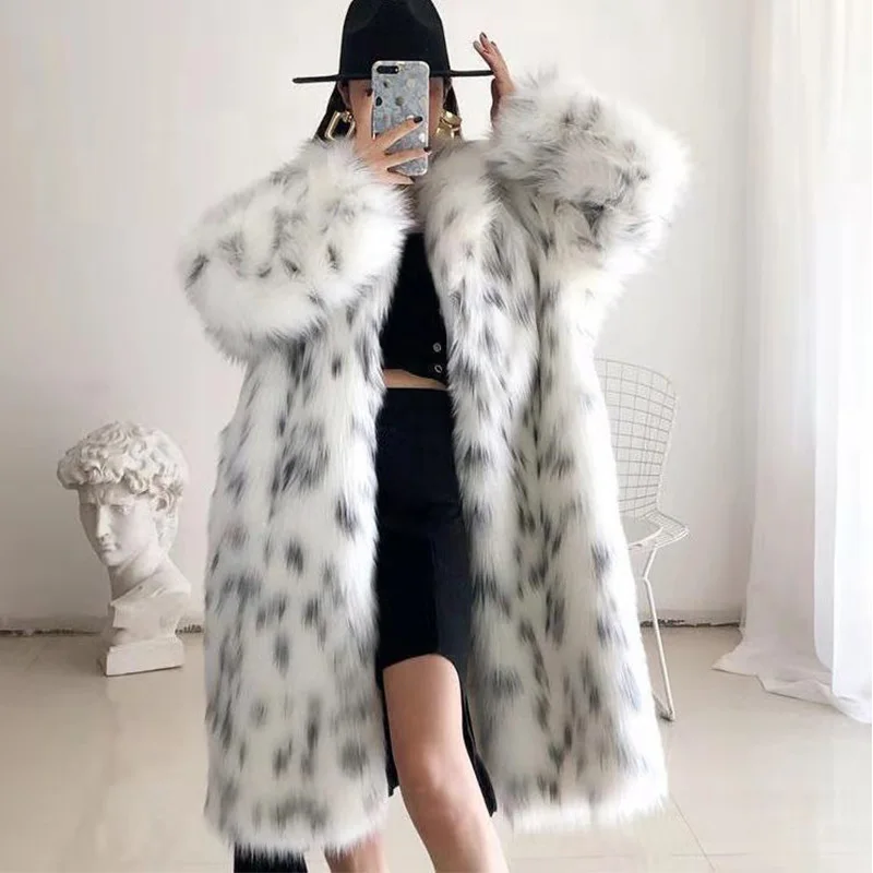 Top Trends: Faux Fox Fur Plus Size Coat Mid Length Long Sleeve Jacket Casual Loose Cardigan Fur Coat Women White Fleece High Quality Coat Shoppable Styles