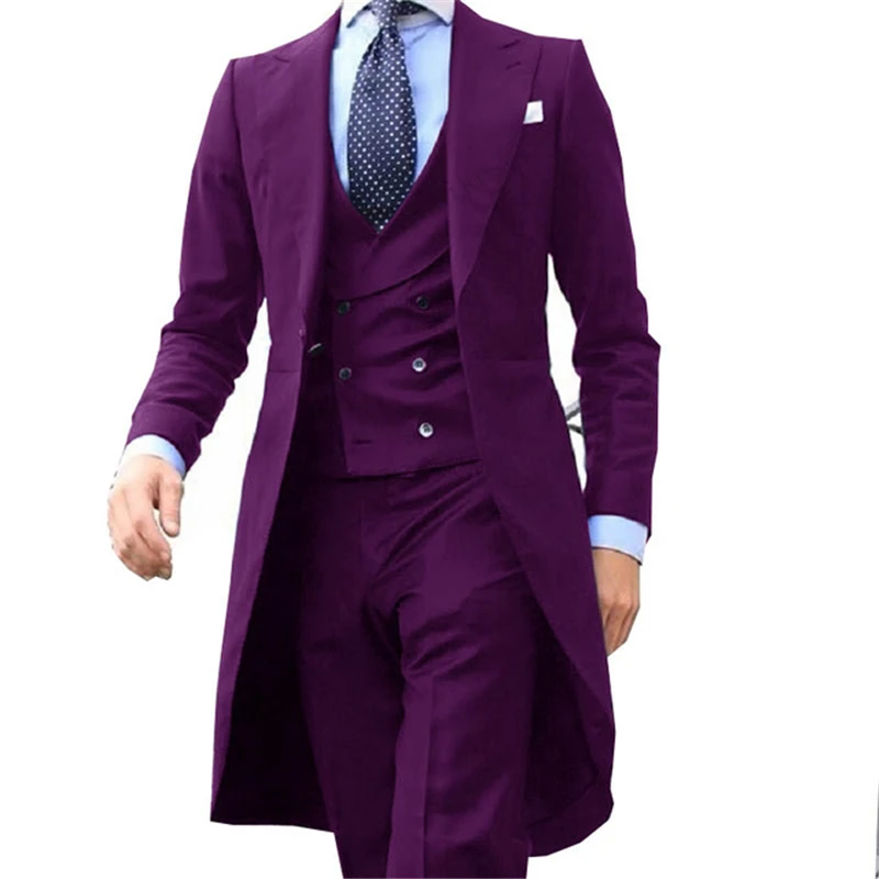 Top Trends: Royal Blue Long Tail Coat 3 Piece Gentleman Man Suit Smoking Da Sposo Moda Maschile Per Giacca Da Ballo Da Sposa Gilet Con Shoppable Styles