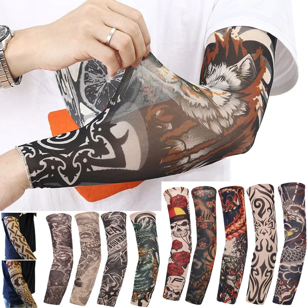 Top Trends: 1PC Street Tattoo Arm Sleeves Sun UV Protection Arm Cover Seamless Outdoor Riding Sunscreen Arm Sleeves Glover For Men Women Shoppable Styles