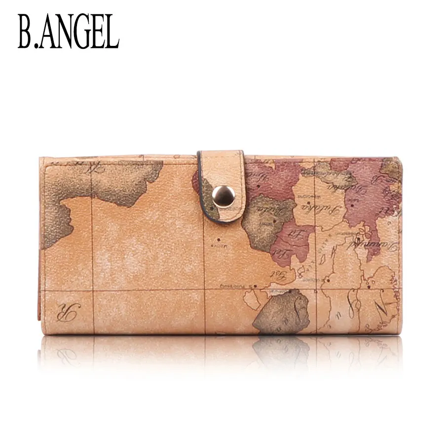 Top Trends: Luxury Women&#039;s Wallet Retro World Map Long Fashion High-quality Leather Wallet Credit Card Change Clip Ladies Clutch Purse Shoppable Styles