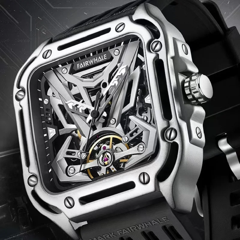 Top Trends: Sports Mens Automatic Watches Brands Mark Fairwhale Fashion Skeleton Square Clocks Luxury Mechanical WristWatch Man Dropshipping Shoppable Styles