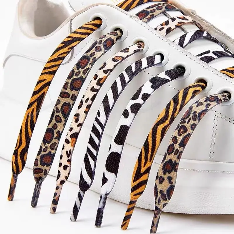 Top Trends: 1Pair New Leopard Shoelaces For Sneakers Flat Shoe Laces White Black Zebra Shoelace Elastic Laces 120 / 140 / 160CM Shoes Strings Shoppable Styles