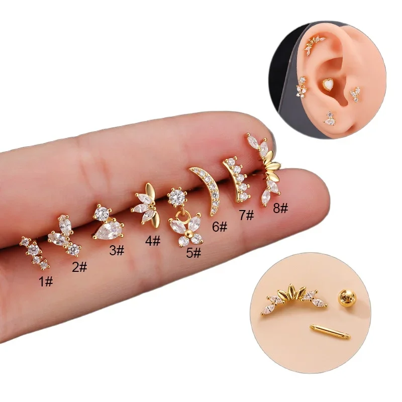 Top Trends: 1Piece Piercing Stud Earrings For Women Earrings Trend Jewelry Ear Cuffs Stainless Steel Butterfly Stud Earrings For Teens Shoppable Styles