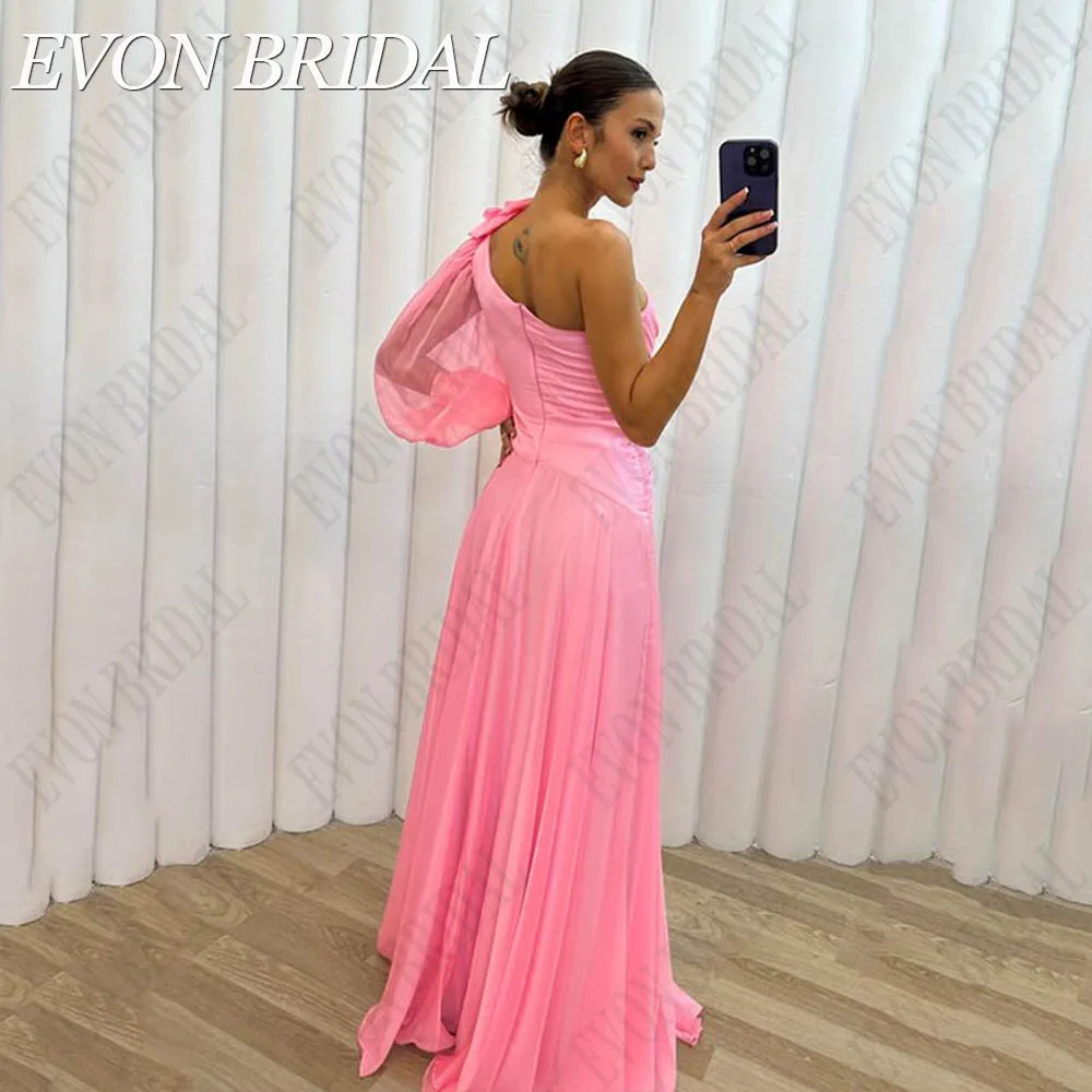 Top Trends: EVON BRIDAL Arabic Pink Chiffon Prom Dresses Elegant One Shoulder Dubai A Line Party Split Evening Formal Women Floor Length Shoppable Styles - Image 2