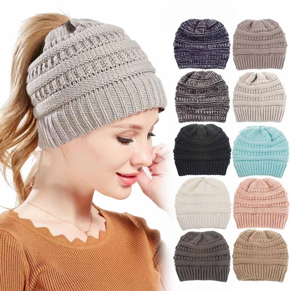 Top Trends: Stay Warm And Stylish With This Brimless Thermal High Bun PonytaWinter Beanie Hat Shoppable Styles