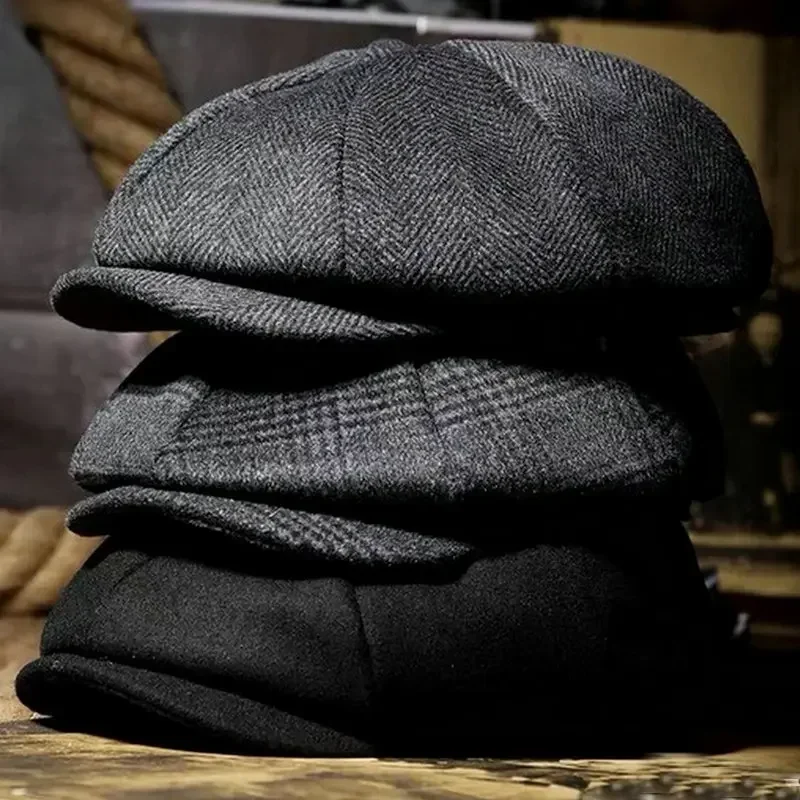 Top Trends: Men Vintage Beret Wool Tweed Newsboy Hat Herringbone Gatsby Hats Street Caps Men Casual British Berets Hats Flat Cap Shoppable Styles - Image 4