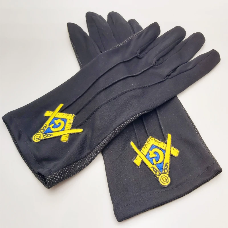 Top Trends: Black Gold Square And Compass Masonic Embroidery, Polka Dot Plastic Non-slip, Touch Screen, Polyester Gloves Shoppable Styles