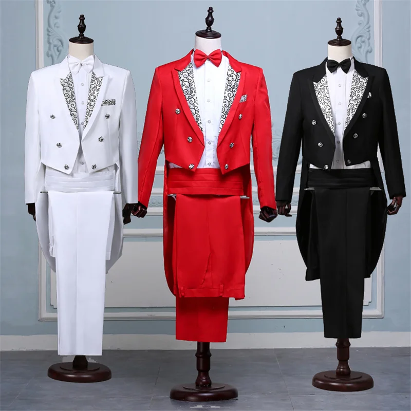 Top Trends: Men's Tailcoat Classic Modern White And Black Basic Style Mens Suit With Tailcoat Singer Magician Stage Jacket Outfits Shoppable Styles - Image 5