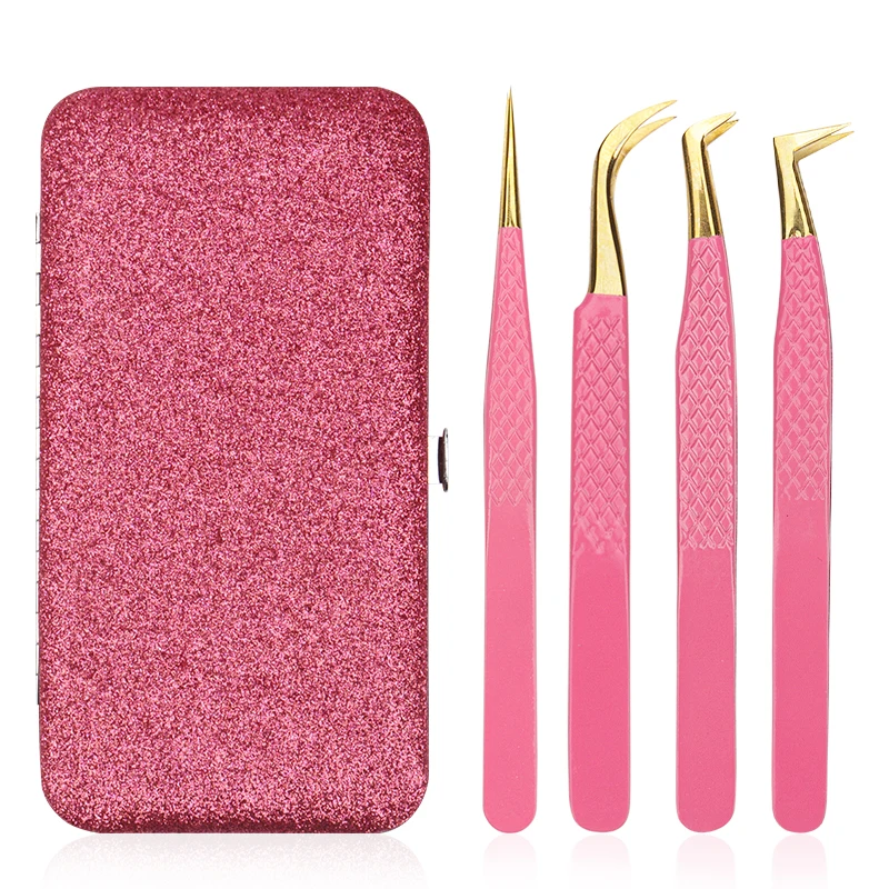 Top Trends: Eyelashes Tweezers Bag Set Precision Stainless Steel Clip Lashes Extension Application Tools Tweezer Storage Protective Box Shoppable Styles