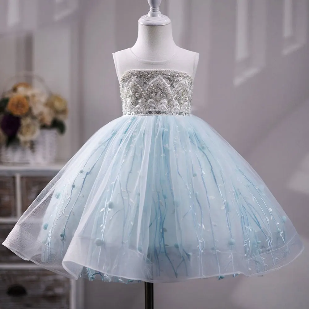 Top Trends: Jill Wish Elegant Sky Blue Baby Girl Dress Beading Pearls Dubai Princess Kids Wedding Birthday Party Evening Gown Communion J227 Shoppable Styles