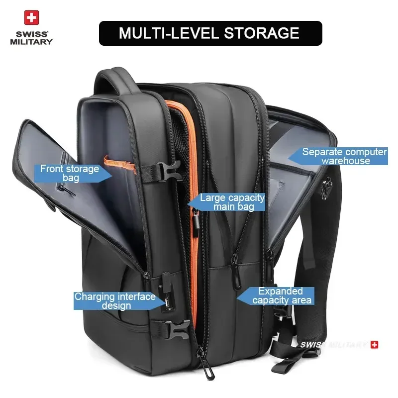 Top Trends: SWISS New Business Backpack Expandable USB Bag Waterproof Large 17 Inch Computer Backpack For Travel Urban Fashion Men Mochilas Shoppable Styles - Image 2