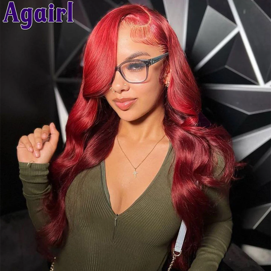 Top Trends: 180% Burgundy Red Brazilian Body Wave Lace Front Wig Wear Go Glueless HD Lace 13X6 13X4 Wavy Human Hair Wig PrePlucked For Women Shoppable Styles