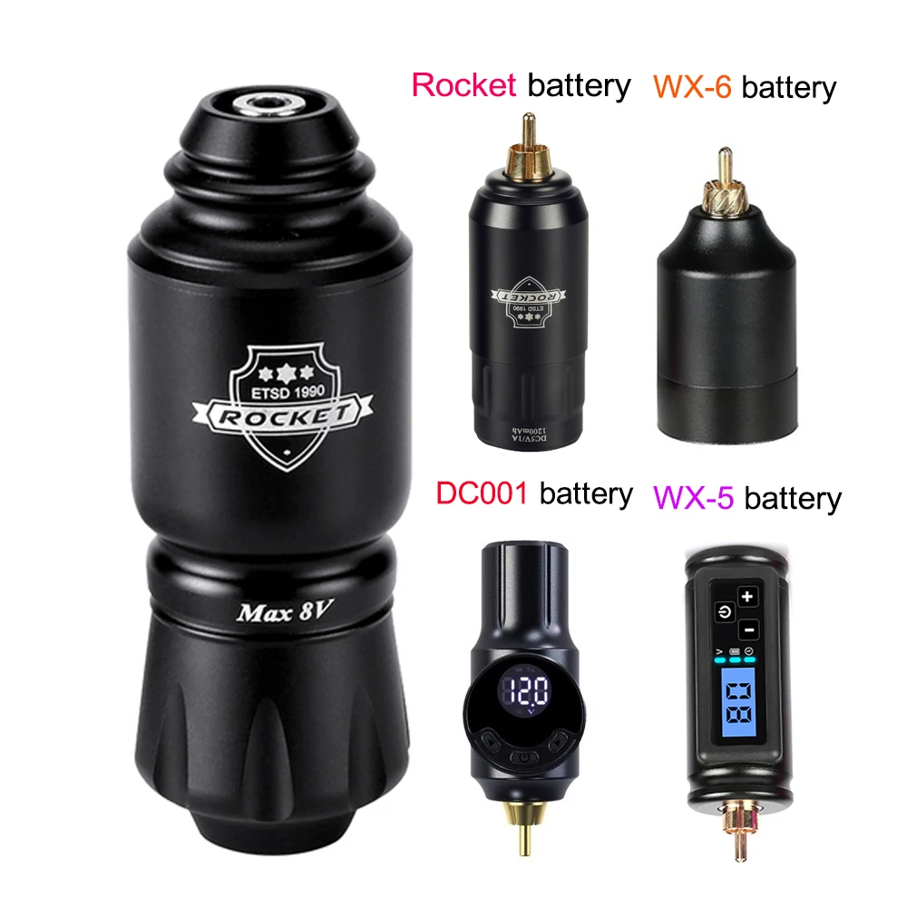 Top Trends: Tattoo Machine Kit Complete Rotary Rocket Mini Tattoo Pen With RCA Interface Wireless Tattoo Power Supply For Tattoo Body Art Shoppable Styles