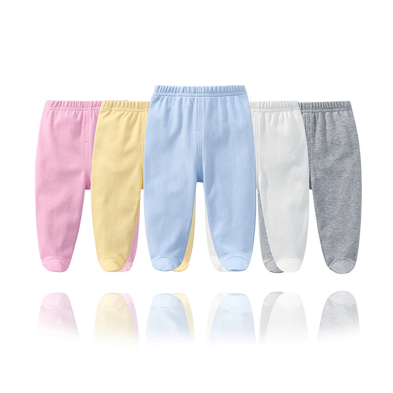 Top Trends: Infant Outfit Foot Binding Elastic Waist Trousers 100% Cotton Solid Color 0-3-6-9-12 Months Newborn Baby Boys Girls Pants Shoppable Styles