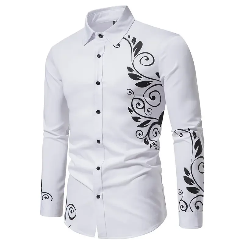 Top Trends: High Quality Men's Fashion Printed Shirt Casual Solid Color Slim Fit Long Sleeve Button Down Party Shirts Business Shirt Shoppable Styles - Image 6