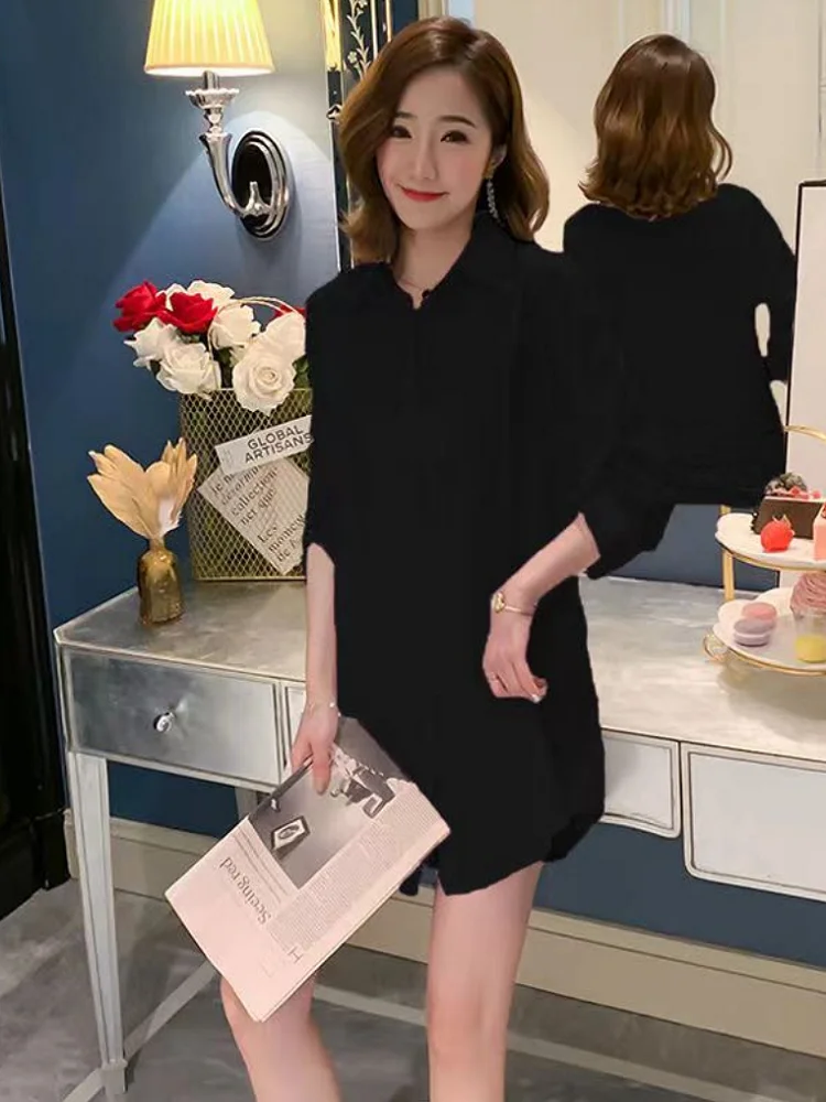 Top Trends: 5XL Black Blouses Women Shirt Long Sleeves Boyfriend Bottom Top Loose Long Home Shirts Blusas Mujer De Moda 2022 Shoppable Styles