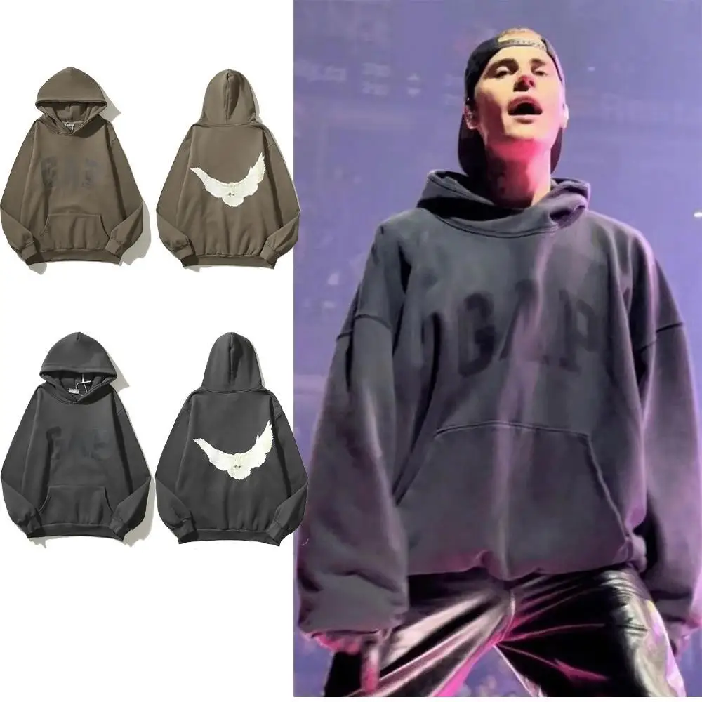 Top Trends: Kanye Bieber Same Style High Street Retro Loose Plus Velvet Men And Women Couple Sweater Hoodies Wholesale Shoppable Styles