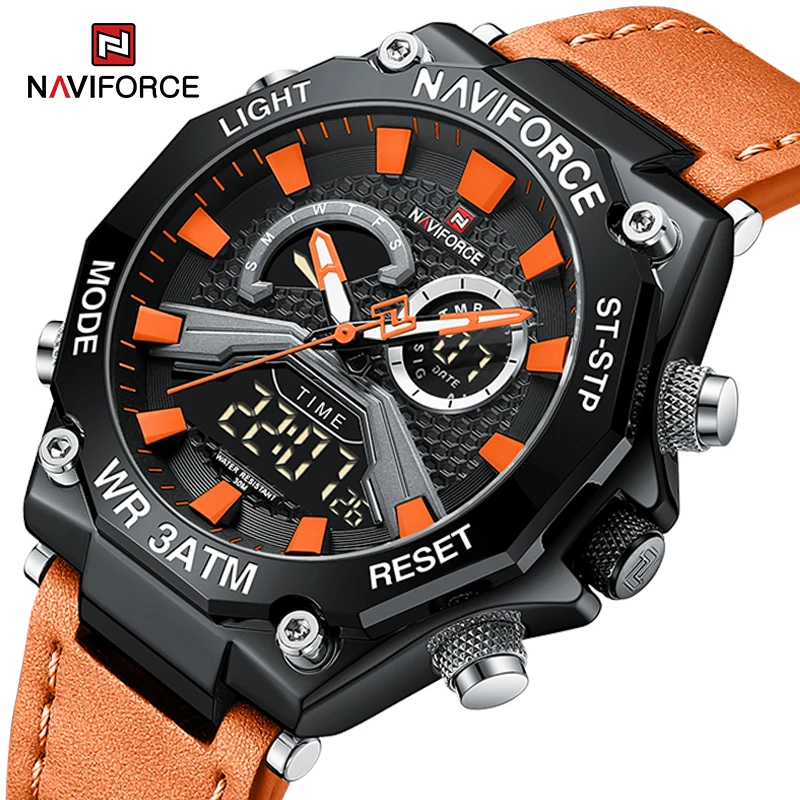 Top Trends: NAVIFORCE Brand Fashion Casual Wild Mens Wristwatches Original LCD Display Analog Digital Quartz Leather Male Clock Reloj Hombre Shoppable Styles