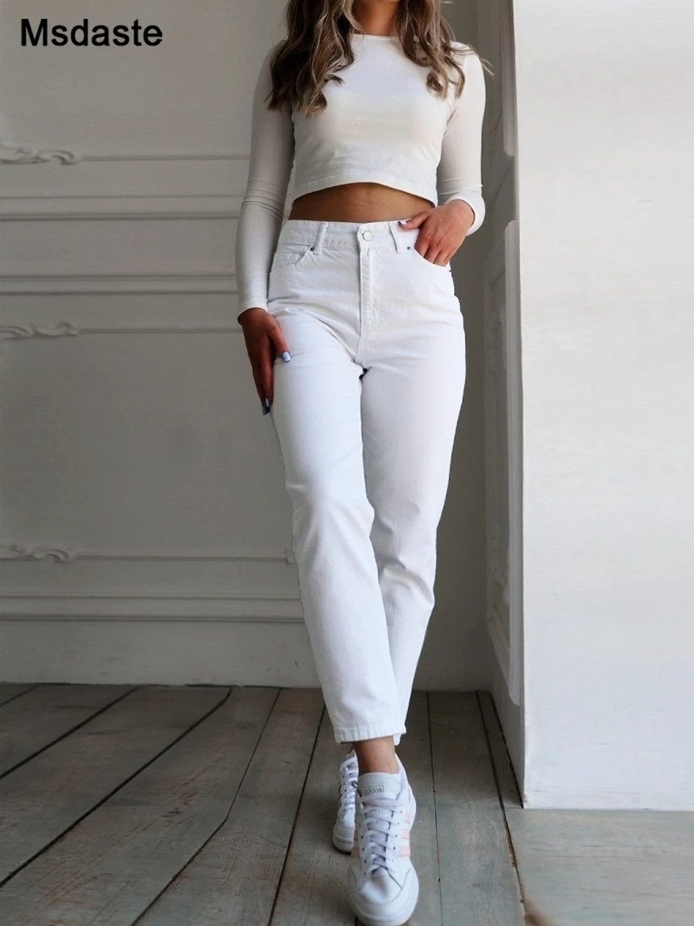 Top Trends: Mom Jeans Woman High Waist Denim Harem Pants Ankle-length Female Pantalones Cotton Girls Denim Trousers Straight Jeans For Women Shoppable Styles