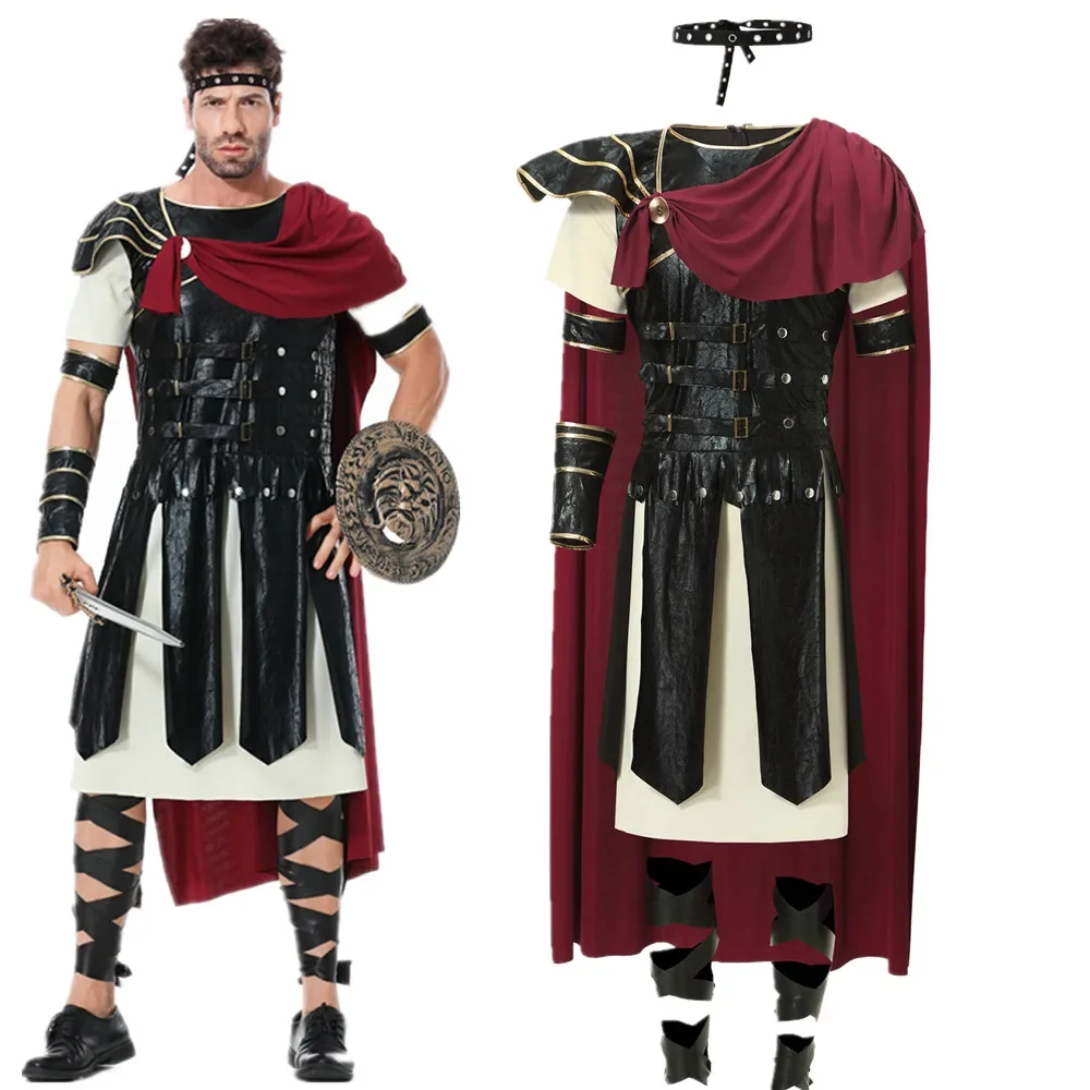 Top Trends: Medieval Roman Royal Knight Warrior Cosplay Halloween Costume For Men Adult Carnival European Gladiators Soldier Cloak Shoppable Styles