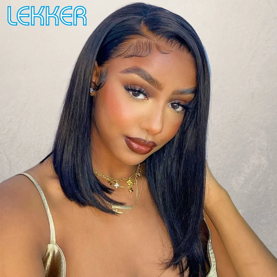 Top Trends: Lekker Colored Straight Hair Side Part Lace Front Human Hair Wigs For Women Pre Plucked Glueless Brazilian Remy Hair Bob Wigs Shoppable Styles