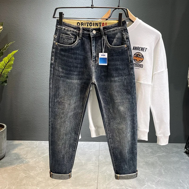 Top Trends: Imitation Old Men&#039;S Jeans High-End Embroidery Trend Men&#039;S Pants Loose Stretch Slim Straight Leg Denim Pants Shoppable Styles