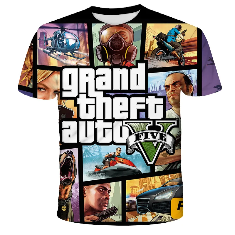 Top Trends: 2022 3D Printing Grand Theft Auto Game Gta 4 / 5 Printed T Shirts Short Sleeve Tshirt Children's Clothing Top T-shirt GTA5 Kids Shoppable Styles