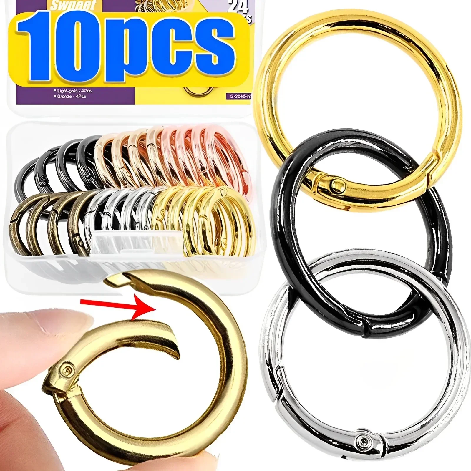 Top Trends: 10Pcs Round Carabiner Spring Gate O Ring Leather Bag Clip Strap Buckle Paracord Keychain Lanyard Dog Tag Connector Snap Hook Shoppable Styles