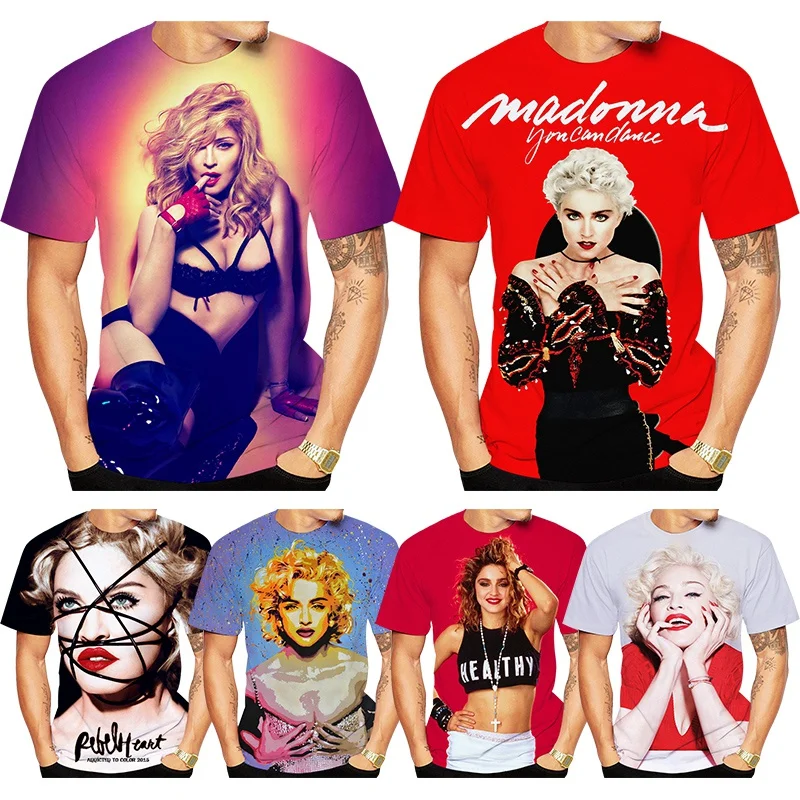 Top Trends: Summer New Fashion Pop Singer Actress Madonna 3D Printing T-shirt Tops Men&#039;s Clothing Casual Short-sleeved Shoppable Styles