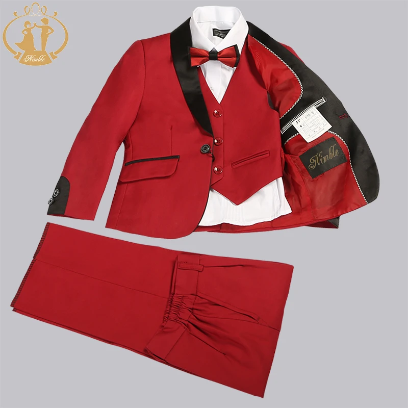 Top Trends: Nimble Spring Autumn Formal Suits For Boys Kids Wedding Blazer 3Pcs / Set Children Wholesale Clothing 3 Colors Red Black And Blue Shoppable Styles