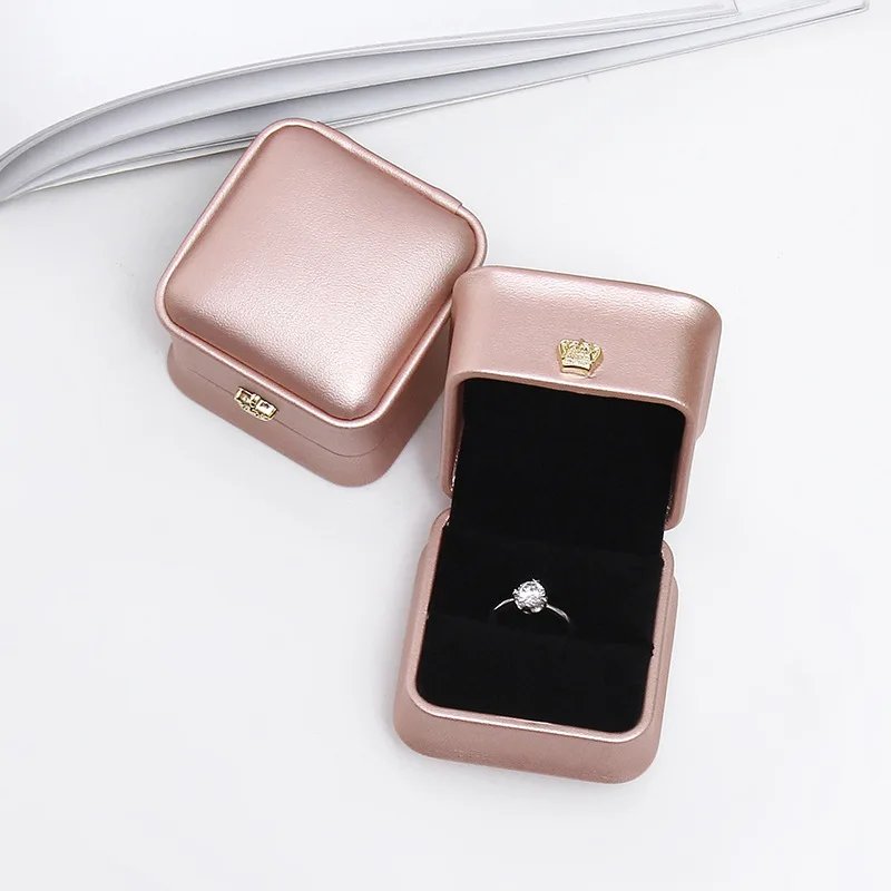 Top Trends: High Quality Pu Leather Jewelry Organizer Storage Box Ring Case Earrings Gift Packaging Display Boxes For Wedding Engagement 1pc Shoppable Styles