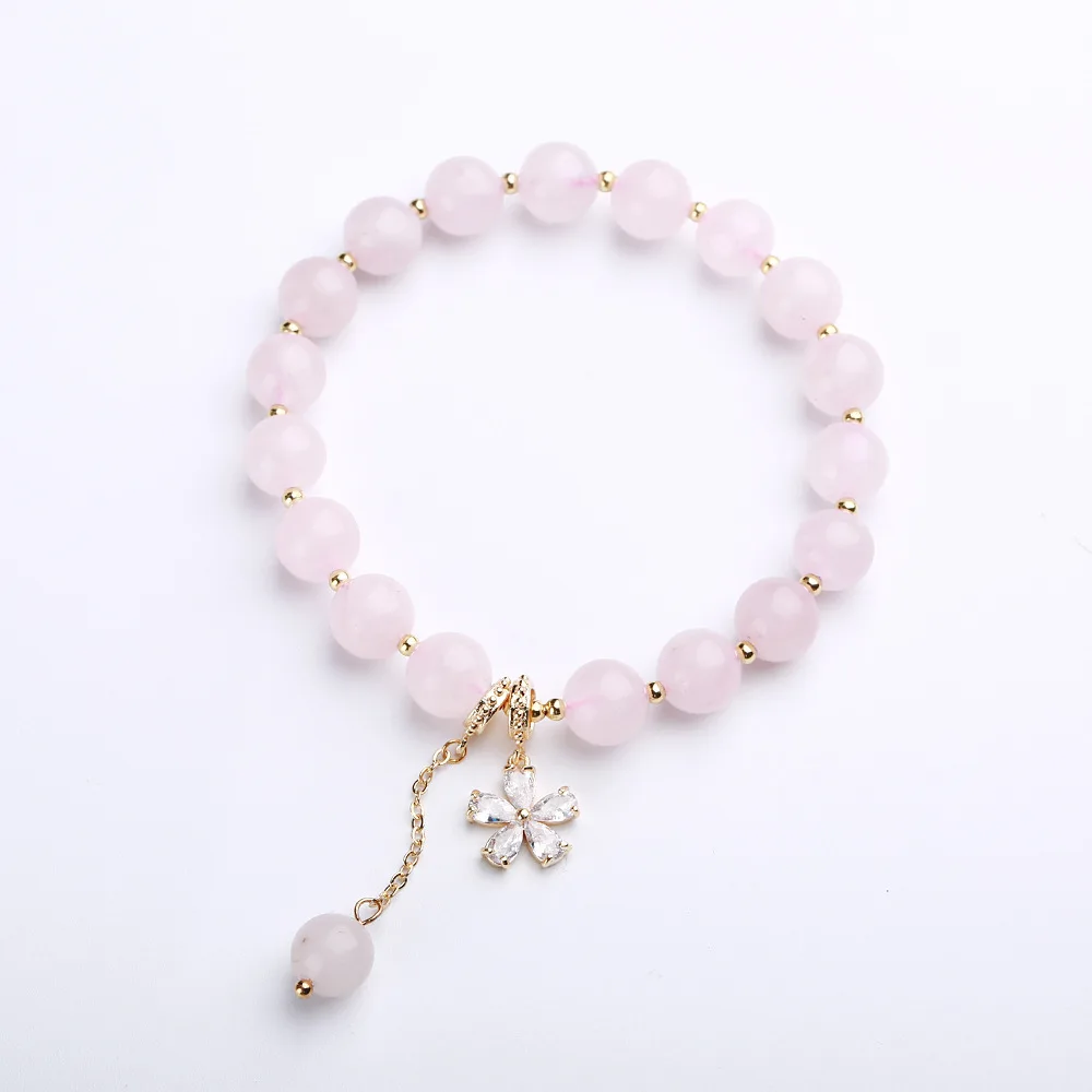 Top Trends: Ruifan 8mm Pink Natural Rose Quartz Beaded Strand Bracelets For Women Female Zirconia Flower Fine Jewelry Wholesale YBR836 Shoppable Styles - Image 5