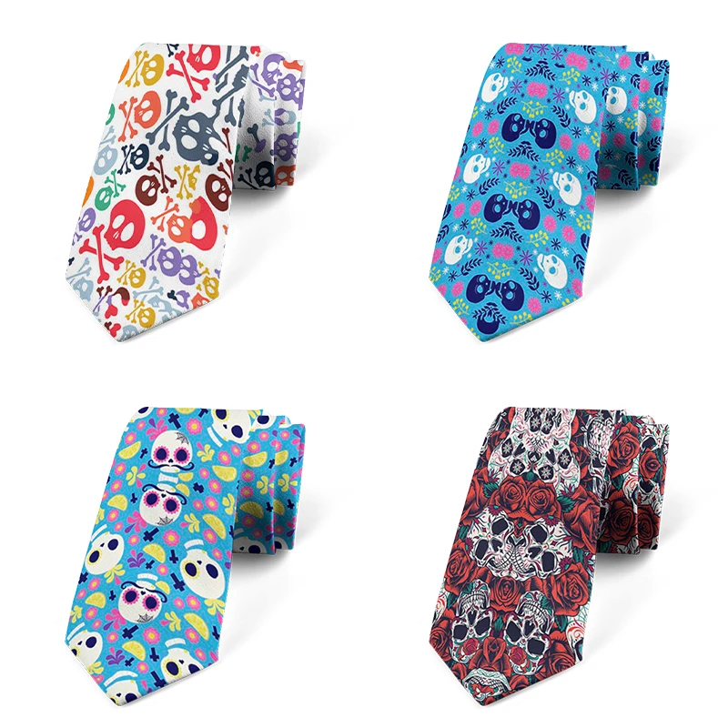 Top Trends: Mexican Skull With Roses Style Tie For Men High Quality 8cm Casual Printed Tie Party Dating Gentleman Men Funny Necktie Shoppable Styles