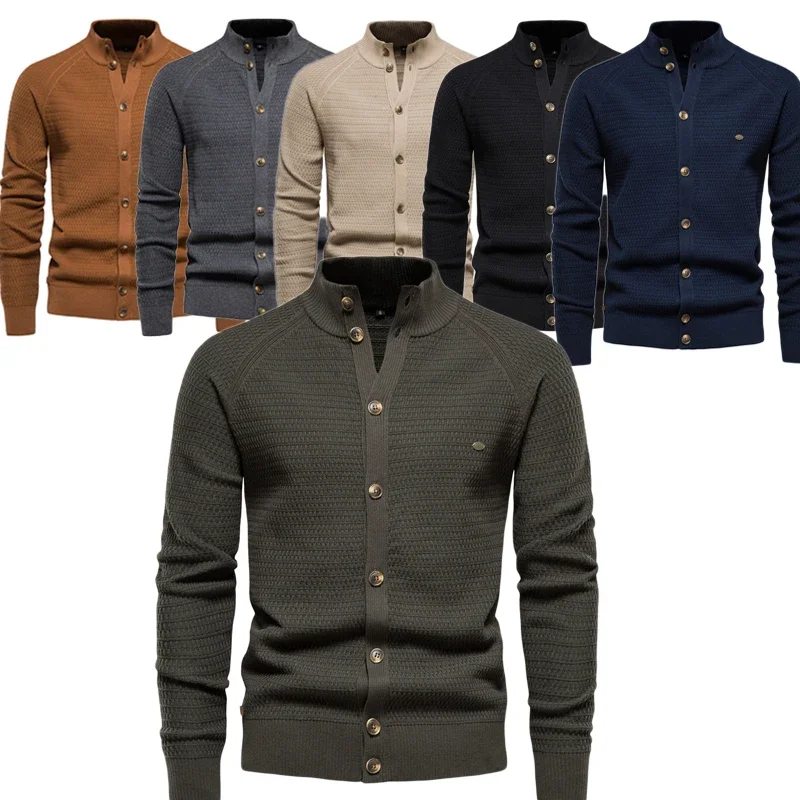 Top Trends: Men&#039;s Clothing Cardigan Sweaters Knitted Mens Cardigan Cotton High Quality Button Neck Sweater For Men New Winter Cardigans Men Shoppable Styles