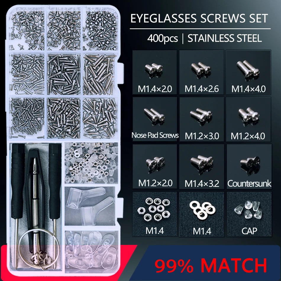 Top Trends: Eyeglasses Repair Kit Tool Nuts Nose Pad Optical Repair Tool Parts Assorted Kit Sunglasses Glasses Screwdriver Screws Sets Shoppable Styles