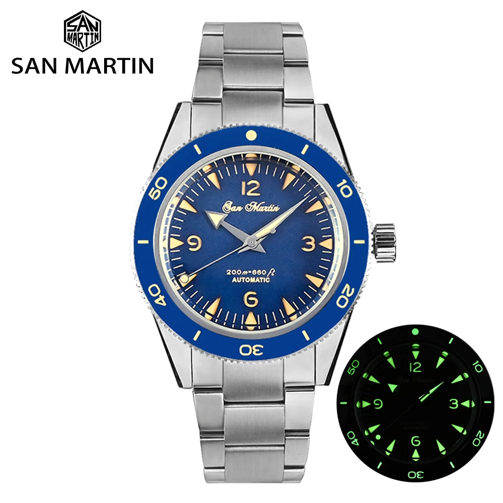 Top Trends: San Martin Men Watch 39.5mm Diver NH35 Sandwich Dial Luxury Sapphire Automatic Mechanical Wristwatch 20Bar Waterproof Luminous Shoppable Styles