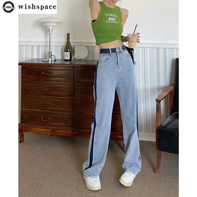 Top Trends: Large Light Blue Straight Jeans Women&#039;s Spring And Summer 2022 New Korean High Waist Slim Fashion Loose Wide Leg Jeans Shoppable Styles