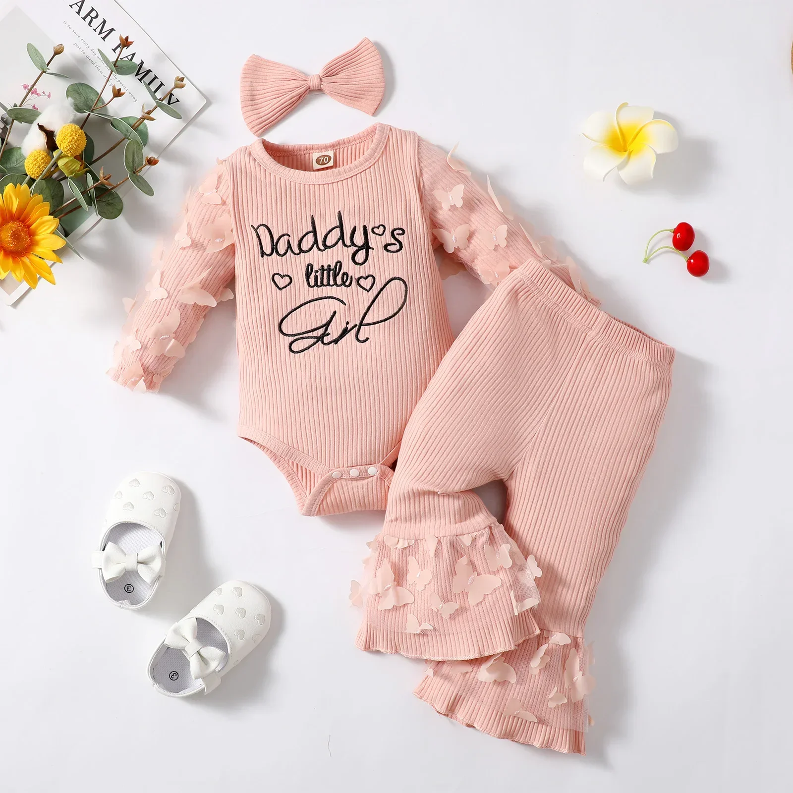 Top Trends: 3Pcs Newborn Girl Clothes Set 3 Months Baby Girl Clothes Toddler Girl Outfits Baby Bodysuit + Bow Pants Infant Kids Clothing Shoppable Styles