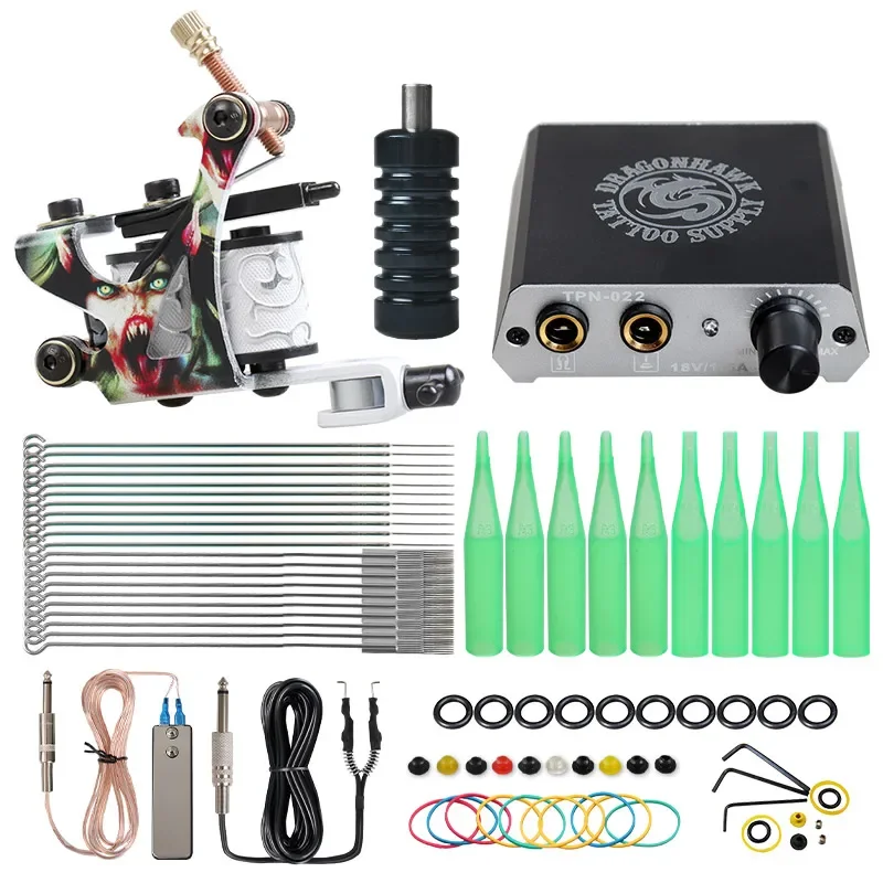 Top Trends: Beginner Complete Tattoo Kit Machines Gun Black Ink Set Power Supply Grips Body Art Tools Set Permanent Makeup Tattoo Set Shoppable Styles - Image 3