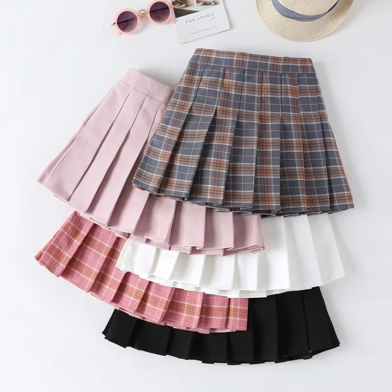 Top Trends: 2023 Summer Girls Pleated Skirt Fashion All-Purpose Style Short Dress Children's College Style Casual All-Match Plaid Miniskirts Shoppable Styles