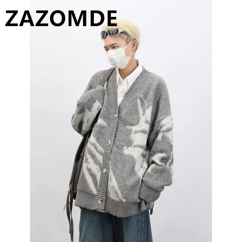 Top Trends: ZAZOMDE Autumn Harajuku Hip Hop Knitted Cardigan Sweater Winter Oversized Couple Tops Retro Loose Jacquard Button Sweaters Coat Shoppable Styles