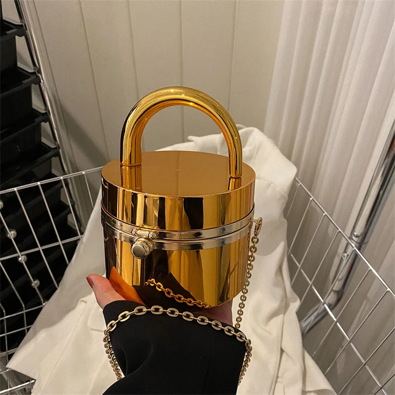 Top Trends: Shine Cylinder Handbags For Women Acrylic Fashion Luxury Tote Bag Chain Unusual Hard Party Evening Mirror Shoulder Bag Ladies Shoppable Styles