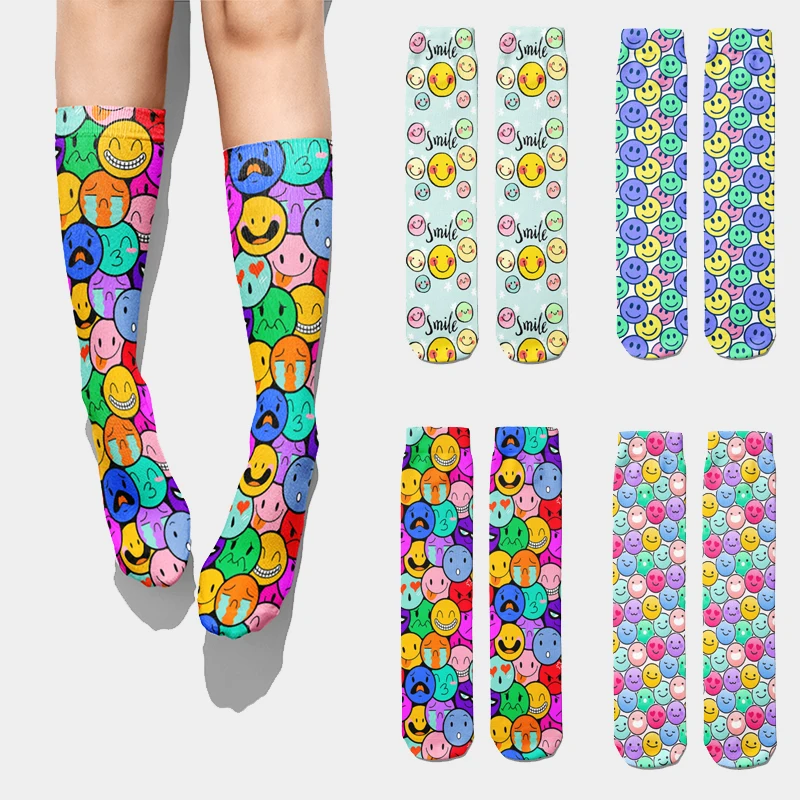 Top Trends: Hot Selling Funny Expression Printed Socks Female Cute Kawaii Novelty Long Socks Harajuku Fashion Comfortable Halloween Socks Shoppable Styles