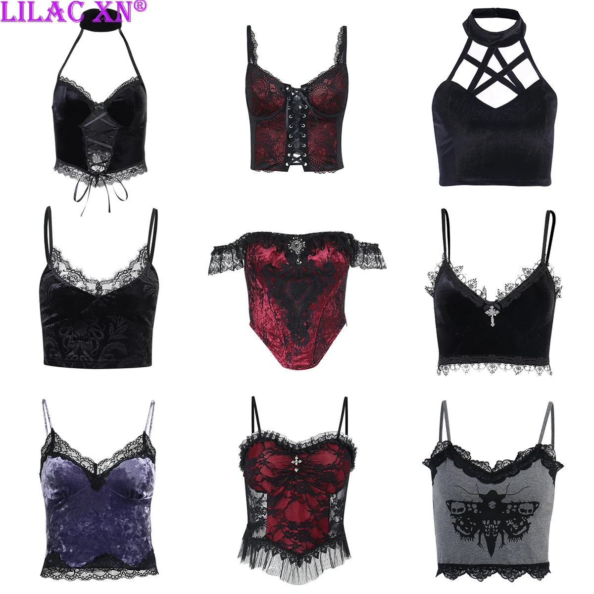 Top Trends: Goth Sexy Lace Corset Crop Tops Camis Y2K Harajuku Aesthetic Black Red Cross Basic Tank Top Summer Women Grunge Emo Streetwear Shoppable Styles