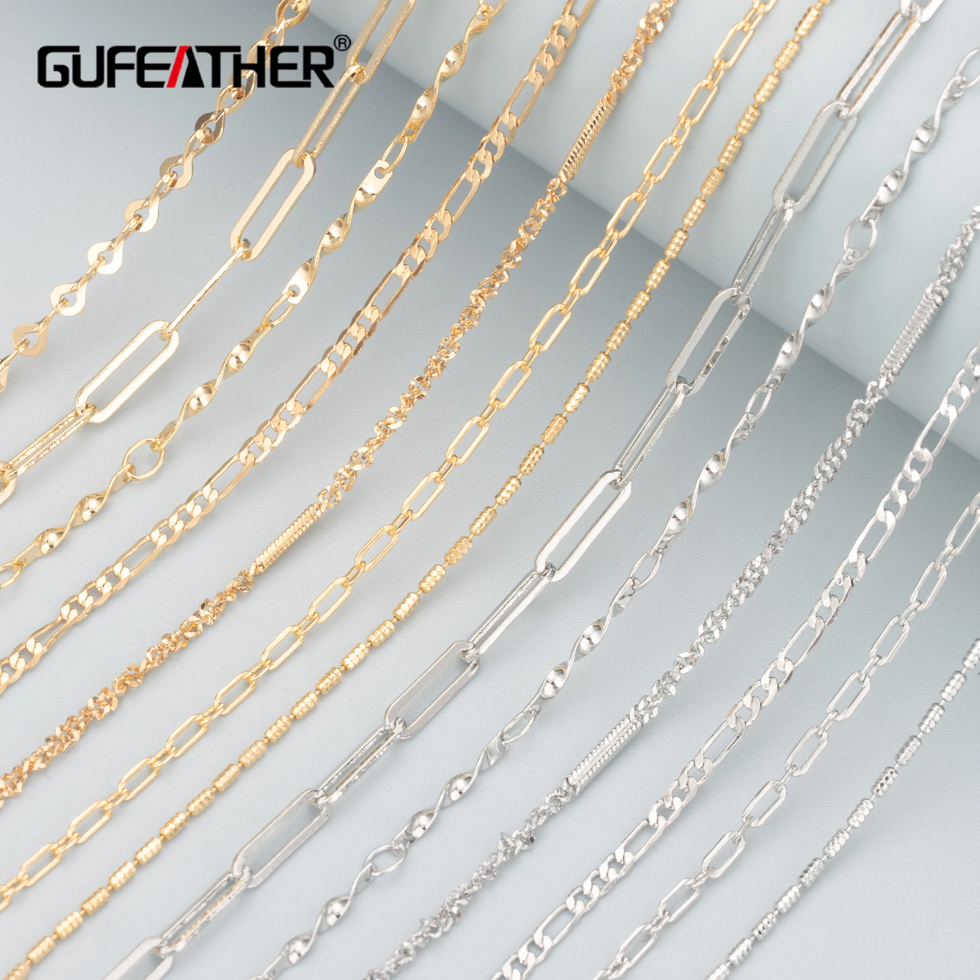 Top Trends: GUFEATHER C154, diy Chain, pass REACH, nickel Free, 18k Gold Rhodium Plated, copper, charm, diy Bracelet Necklace, jewelry Making, 3m / lot Shoppable Styles