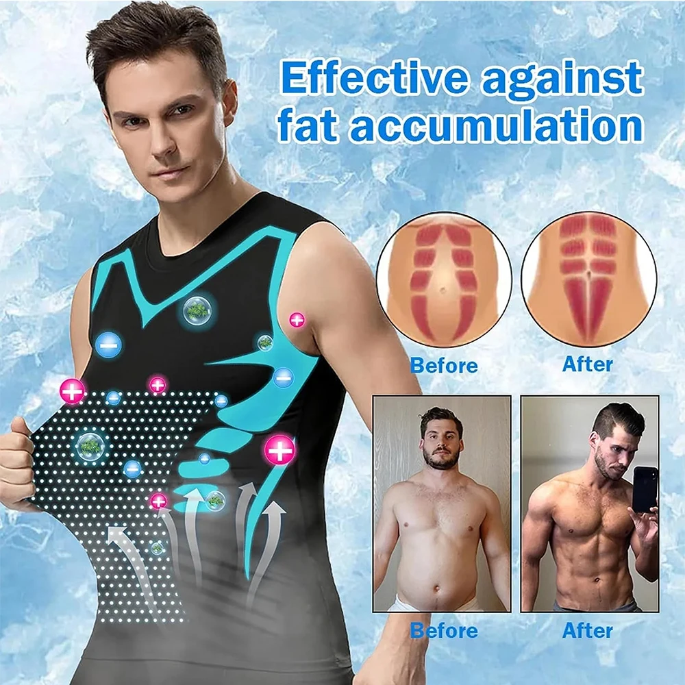 Top Trends: Shapewear Men Ice-Silk Slimming Ionic Shaping Vest Body Shaper Compression T-Shirts Tank Top Tummy Control Fitness Shirts Shoppable Styles