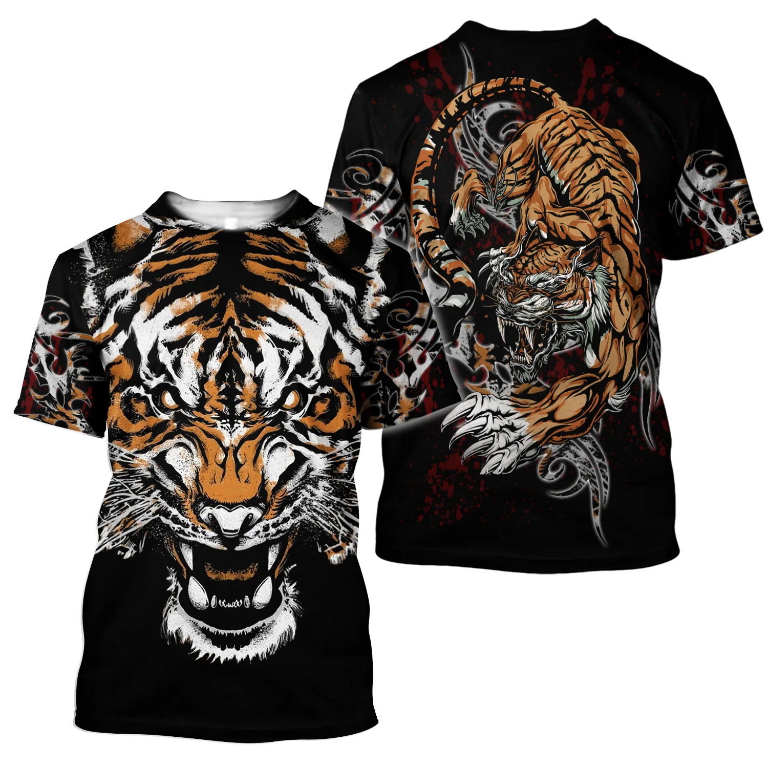 Top Trends: 3D Tiger Print T Shirt For Men Boutique Animal Graphic T-Shirts Summer Trend Harajuku Oversized Short Sleeve Leisure O-neck Tops Shoppable Styles