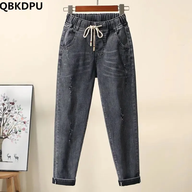 Top Trends: Oversize 100kg Baggy Jeans Women Elastic High Waist Harem Vaqueros Casual Jogger Denim Pants 2023 Ankle Length Cowboy Pantalones Shoppable Styles